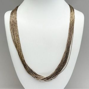 Southwestern 30-Strand Gold Wash Liquid Sterling Silver Necklace